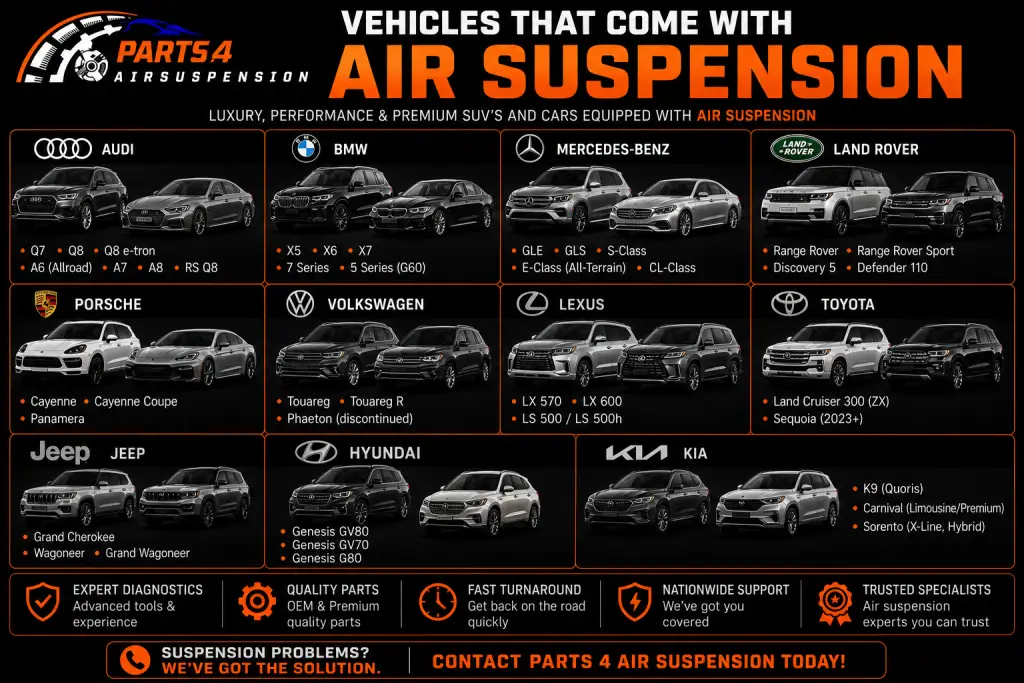 Luxury SUVs and vehicles that come with factory air suspension systems