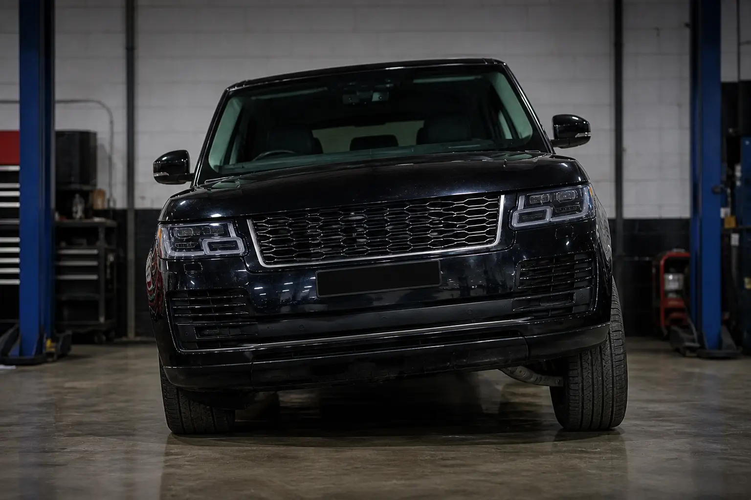 Luxury SUV with uneven ride height caused by air suspension failure