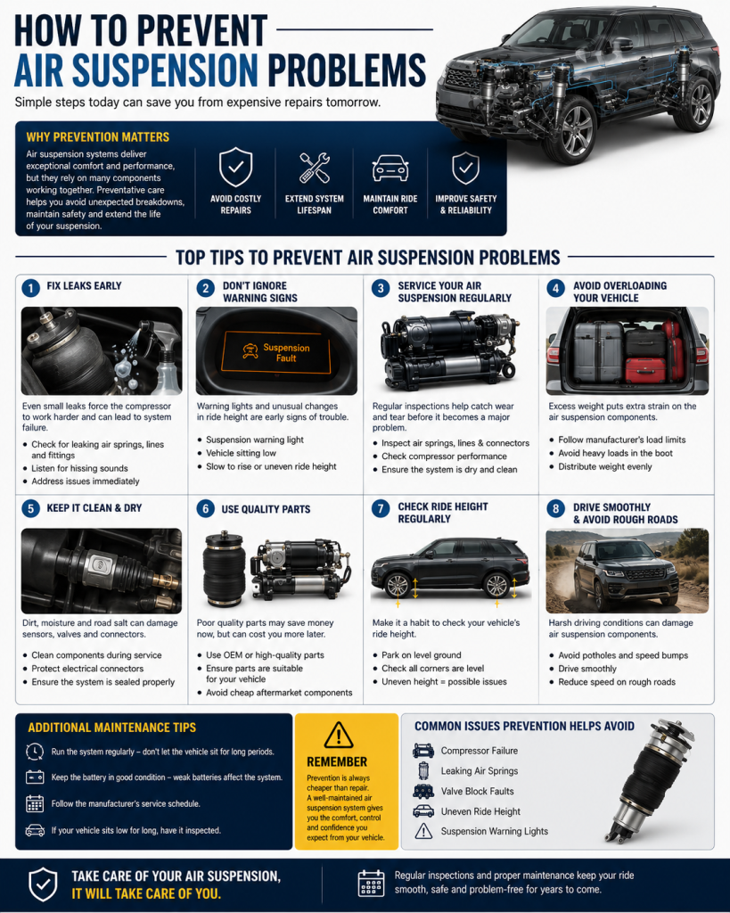 Tips to prevent air suspension South Africa problems in luxury SUVs