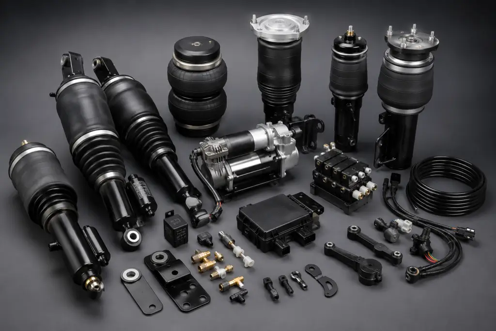 Air suspension parts for sale South Africa including compressor, air struts, valve block and suspension components for luxury vehicles