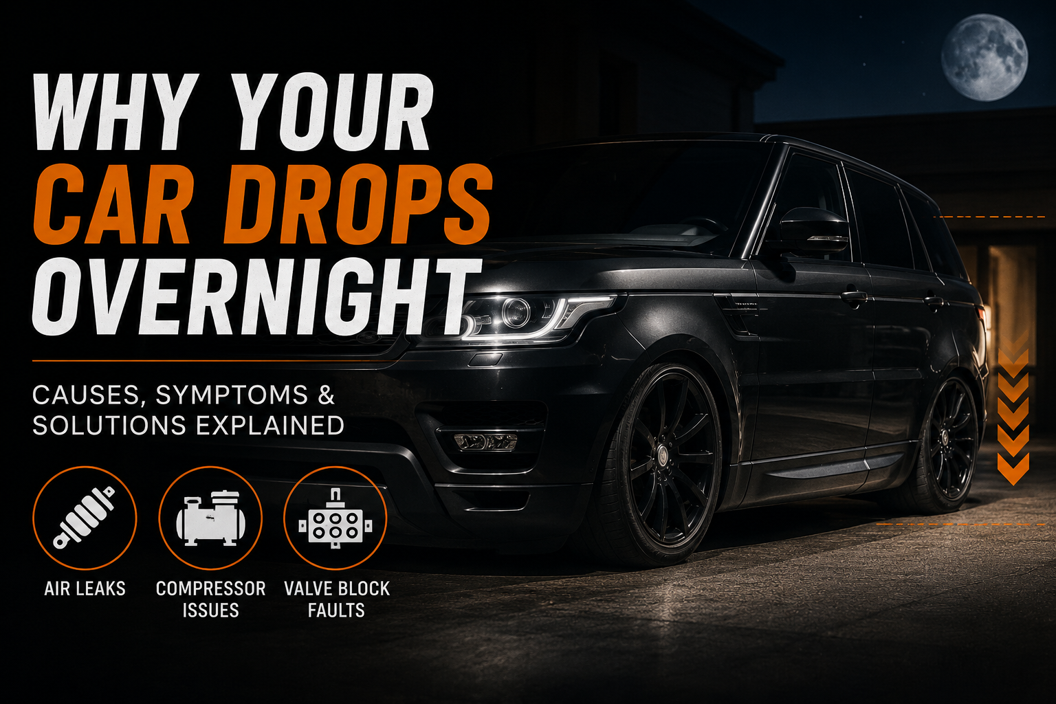 Luxury SUV sitting low overnight caused by air suspension problems